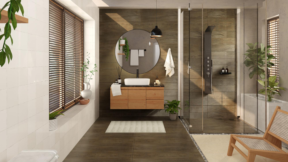 wooden style with showerbox